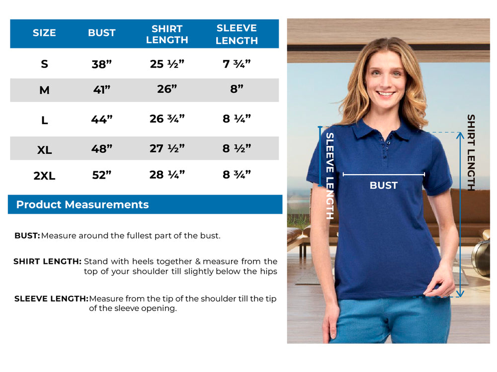 Women's Jersey Knit Polo Size Chart