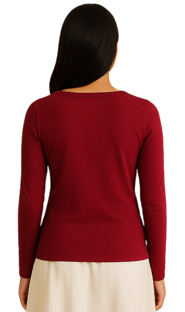 Women's Open Crochet And Jewel Trim V-Neck Knit Top in