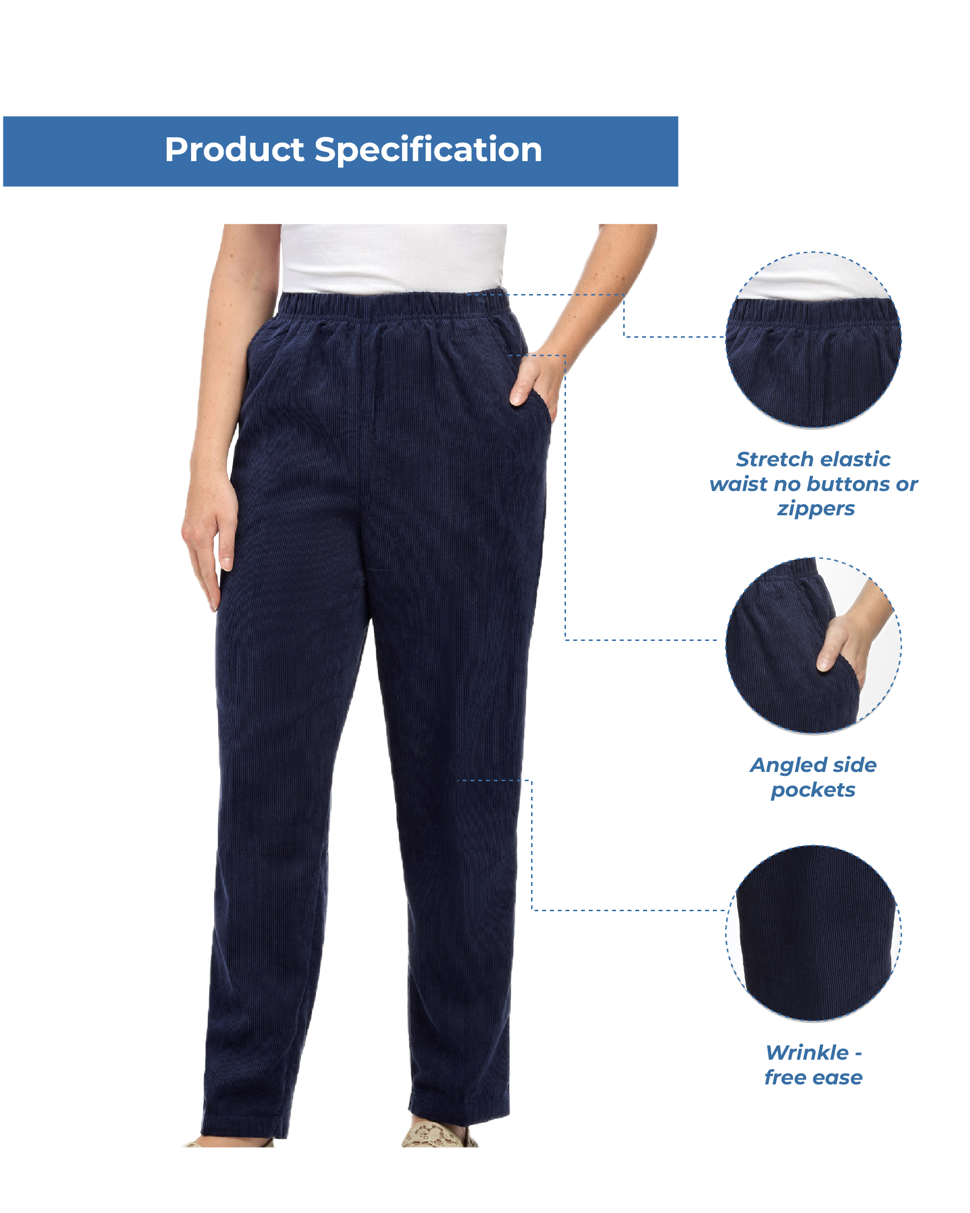 Women's Pull On Corduroy Pants INFOGRAFIC 