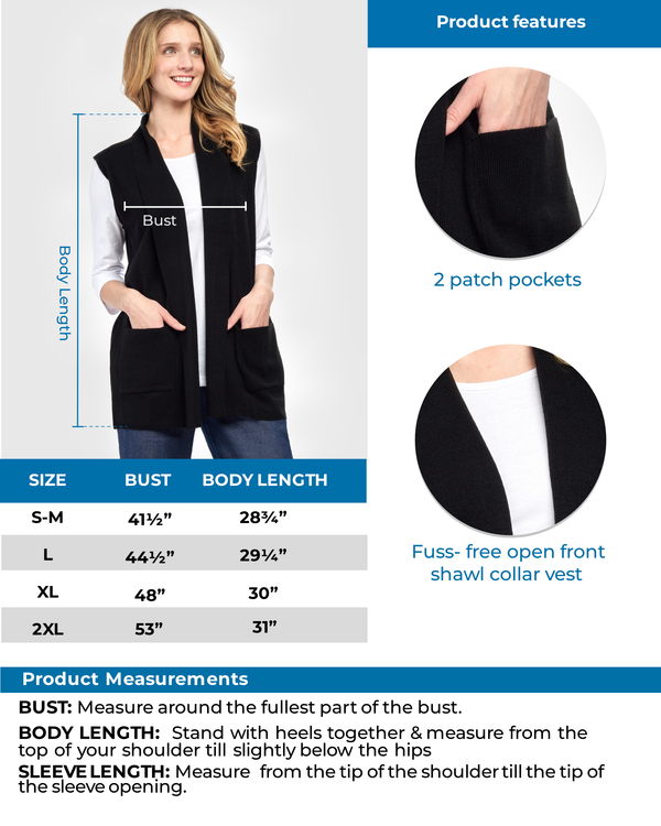 Women's Cashmere Like Vest – Luxuriously Soft for Extra Warmth – Feels as Soft as Cashmere
