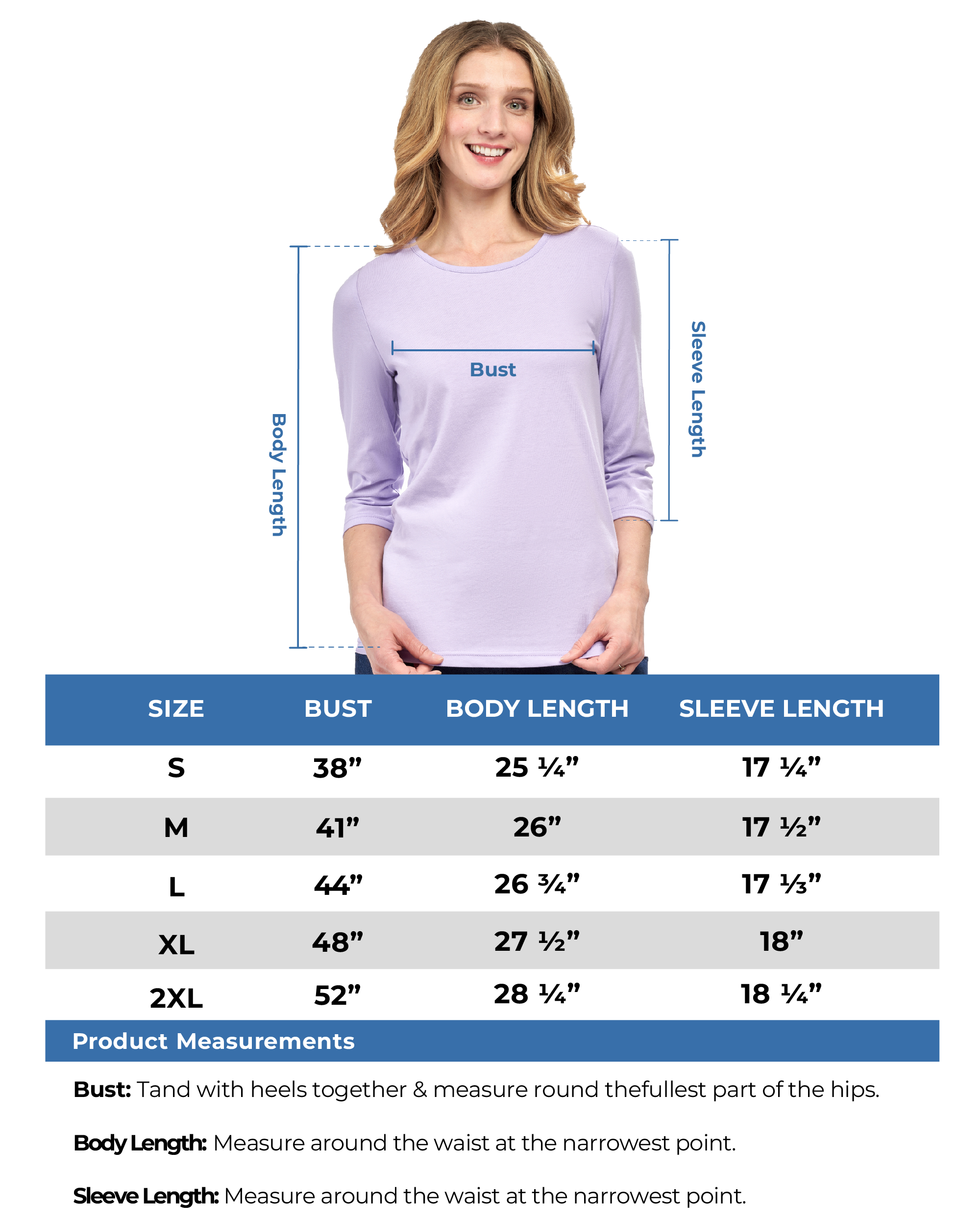 Women's Classic Comfort Fit 3/4 Sleeve length Crew Neck Jersey knit T-Shirt 17
