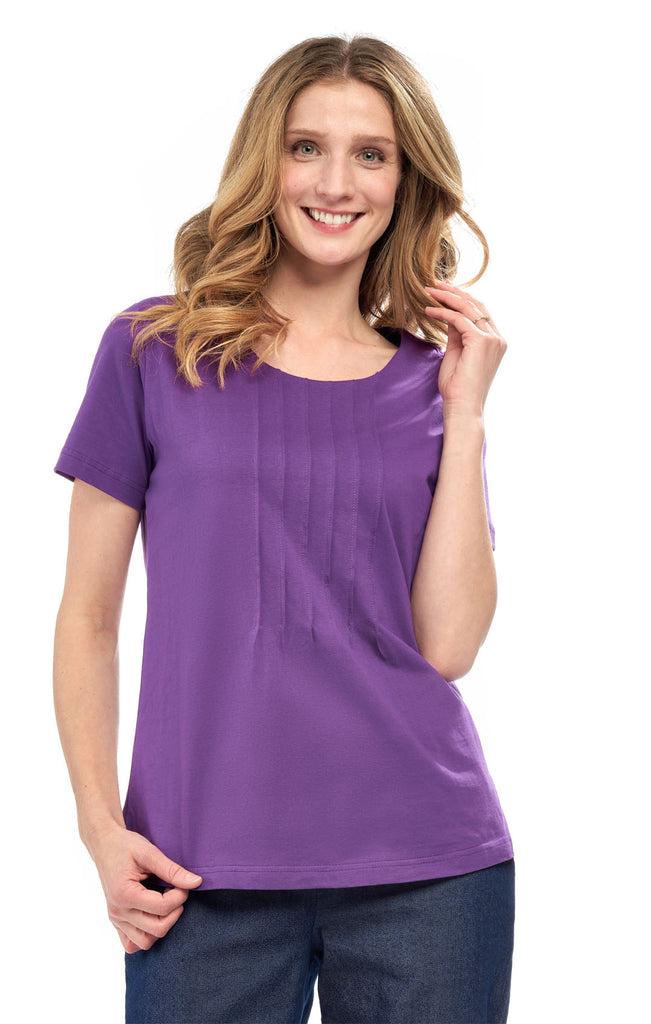 Women's Pintuck Short Sleeve Knit Tee– A Casual Favorite Goes Uptown TURTLE BAY APPAREL